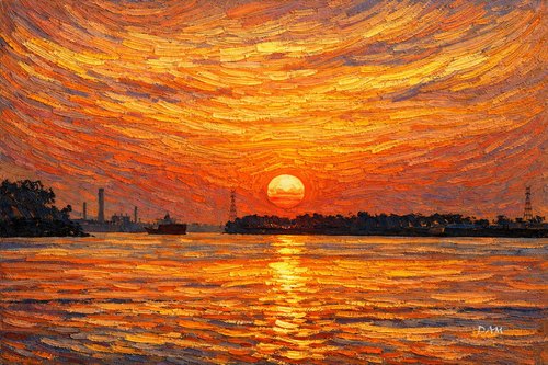 Sunrise Ferry Vangogh