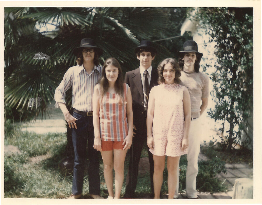 Rita, Lynn, Robert, Michael, and Dan Mooney on the patio at 600 Homestead Drive